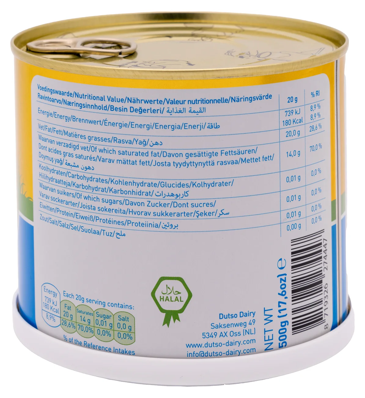 Dutso Ghee 500 gram — achterkant